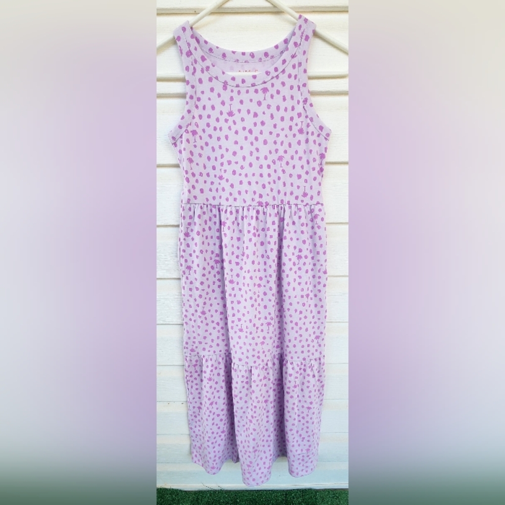 Cat & Jack Purple Polka Dots Palm Trees Sleeveless Maxi Dress!!!